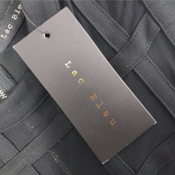 NWT! LAC BLEU! BLACK STRETCH 1 PC ROMPER, SHEER MESH BLOCKED BODICE! SZ S - Picture 8 of 11